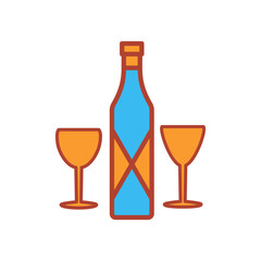 glass and bottles,icon,color, design,flat, style,trendy collection,template