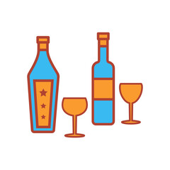 glass and bottles,icon,color, design,flat, style,trendy collection,template