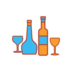 glass and bottles,icon,color, design,flat, style,trendy collection,template