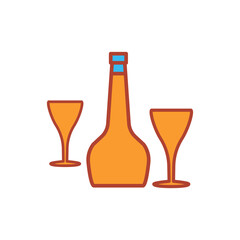 glass and bottles,icon,color, design,flat, style,trendy collection,template
