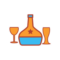 glass and bottles,icon,color, design,flat, style,trendy collection,template