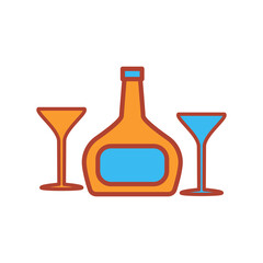 glass and bottles,icon,color, design,flat, style,trendy collection,template