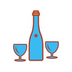 glass and bottles,icon,color, design,flat, style,trendy collection,template