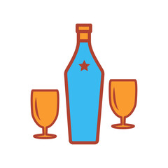 glass and bottles,icon,color, design,flat, style,trendy collection,template