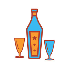 glass and bottles,icon,color, design,flat, style,trendy collection,template