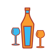 glass and bottles,icon,color, design,flat, style,trendy collection,template