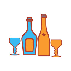 glass and bottles,icon,color, design,flat, style,trendy collection,template