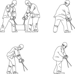 sketch vector detailed illustration of curb grabs construction workers