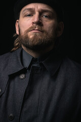 stylish man in retro outfit suit hat smoking wooden pipe cosplay england gentleman fashionable confident gangster style