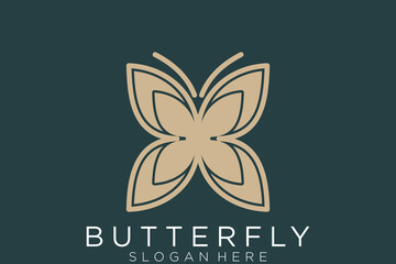 Butterfly Golden Color Logo Design