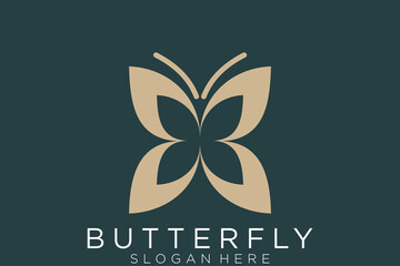 Butterfly Golden Color Logo Design