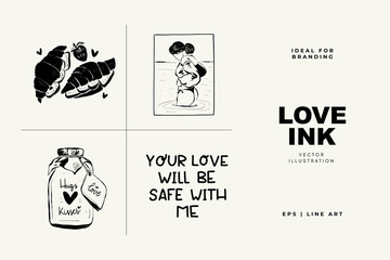 Saint Valentine's day hand drawn trendy vector illustration. Love card design. Cute doodle romantic. Romantic poster, greeting banner, trendy t-shirt print