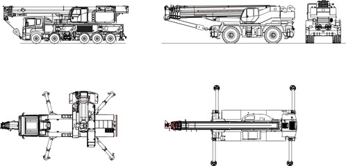 sketch vector illustration of heavy equipment for building construction cranes terex all models