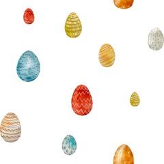 Egg textured Easter funny pattern a watercolor