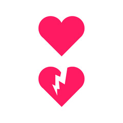 Broken heart valentine's day lover couple happy icon sign symbol design vector