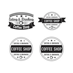 Vintage Retro coffee label. Different logo, badge, emblem collection on white background. Vector black and white