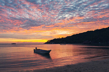 Spectacular sunset at the beach, Koh Tao, Thailand