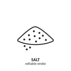 Salt heap line icon. Editable stroke. Vector illustration.