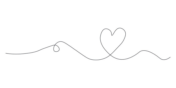 Heart drawn in one line. Abstract symbol of love. Vector illustration