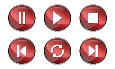 3D Play Button Red Icon Vecktor