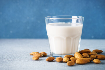 Non dairy milk, almond milk, vegan product.