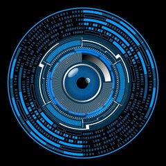 Eye Cyber Circuit Future Technology Background - 3D Illustration
