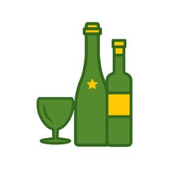 wine glass, bottles, icon, color, design,flat, style,trendy collection,template