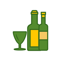 wine glass, bottles, icon, color, design,flat, style,trendy collection,template