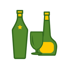 wine glass, bottles, icon, color, design,flat, style,trendy collection,template