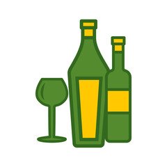 wine glass, bottles, icon, color, design,flat, style,trendy collection,template