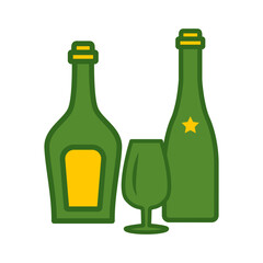 wine glass, bottles, icon, color, design,flat, style,trendy collection,template