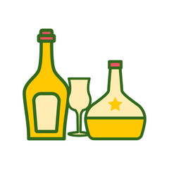 wine glass, bottles, icon, color, design,flat, style,trendy collection,template