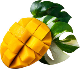 Beautiful delicious mango isolated on white table background.