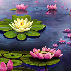 pink water lily