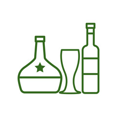 wine glass, bottles, icon, line, design,flat, style,trendy collection,template