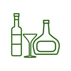 wine glass, bottles, icon, line, design,flat, style,trendy collection,template