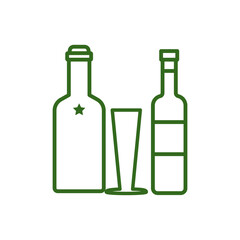 wine glass, bottles, icon, line, design,flat, style,trendy collection,template