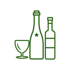 wine glass, bottles, icon, line, design,flat, style,trendy collection,template