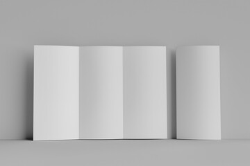 Blank tri fold brochure template for mock up and presentation design