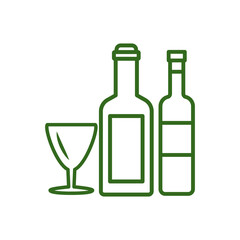 wine glass, bottles, icon, line, design,flat, style,trendy collection,template