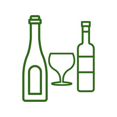 wine glass, bottles, icon, line, design,flat, style,trendy collection,template