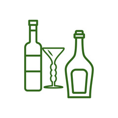 wine glass, bottles, icon, line, design,flat, style,trendy collection,template