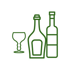 wine glass, bottles, icon, line, design,flat, style,trendy collection,template