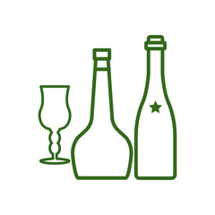 wine glass, bottles, icon, line, design,flat, style,trendy collection,template