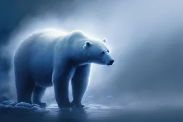 Foto op Canvas Polar bear. Snow background. Generative AI.   © ART IS AN EXPLOSION.