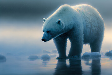 Obraz na płótnie Canvas Polar bear. Snow background. Generative AI.