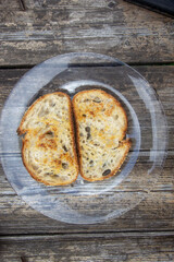 crispy ruddy toasts from homemade bread.