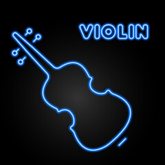violin neon sign, modern glowing banner design, colorful modern design trends on black background. Vector illustration. © Oleh