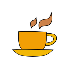 Png line object . Coffee illustration. Flat simple element. Mugs and cups. Capuccino, latte, americano