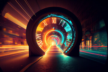 Time portal, travel through time, conceptual ai illustration